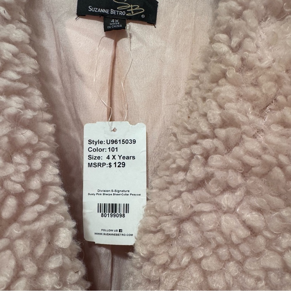 Suzanne Betro Soft Pink Teddy Jacket - Picture 2 of 3